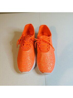 Womens Size 10 (US) Shoes Casual Athletic Orange Glitter Sneakers Lace Up Shoes